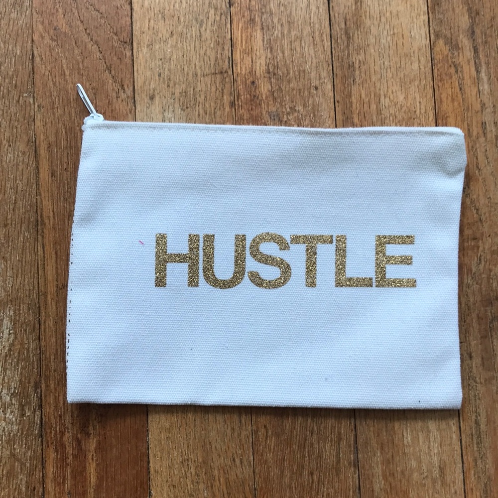 Hustle White Canvas Makeup Bag